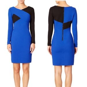 Milly Blue and Black Colorblock Sheath Dress